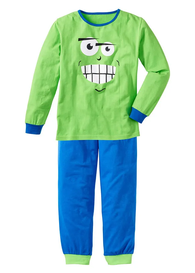 PIJAMA PARA NIñOS (2 PIEZAS) VERDE CHILLóN ESTAMPADOAZUL